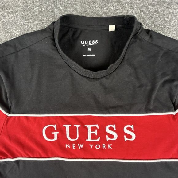 Guess Los Angeles Logo T-Shirt Mens Size Medium Black - Picture 1 of 9